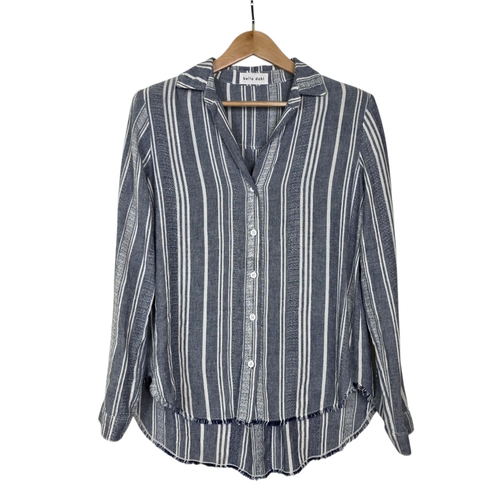 Bella Dahl  Stripes button down collared  frayed edge shirt
